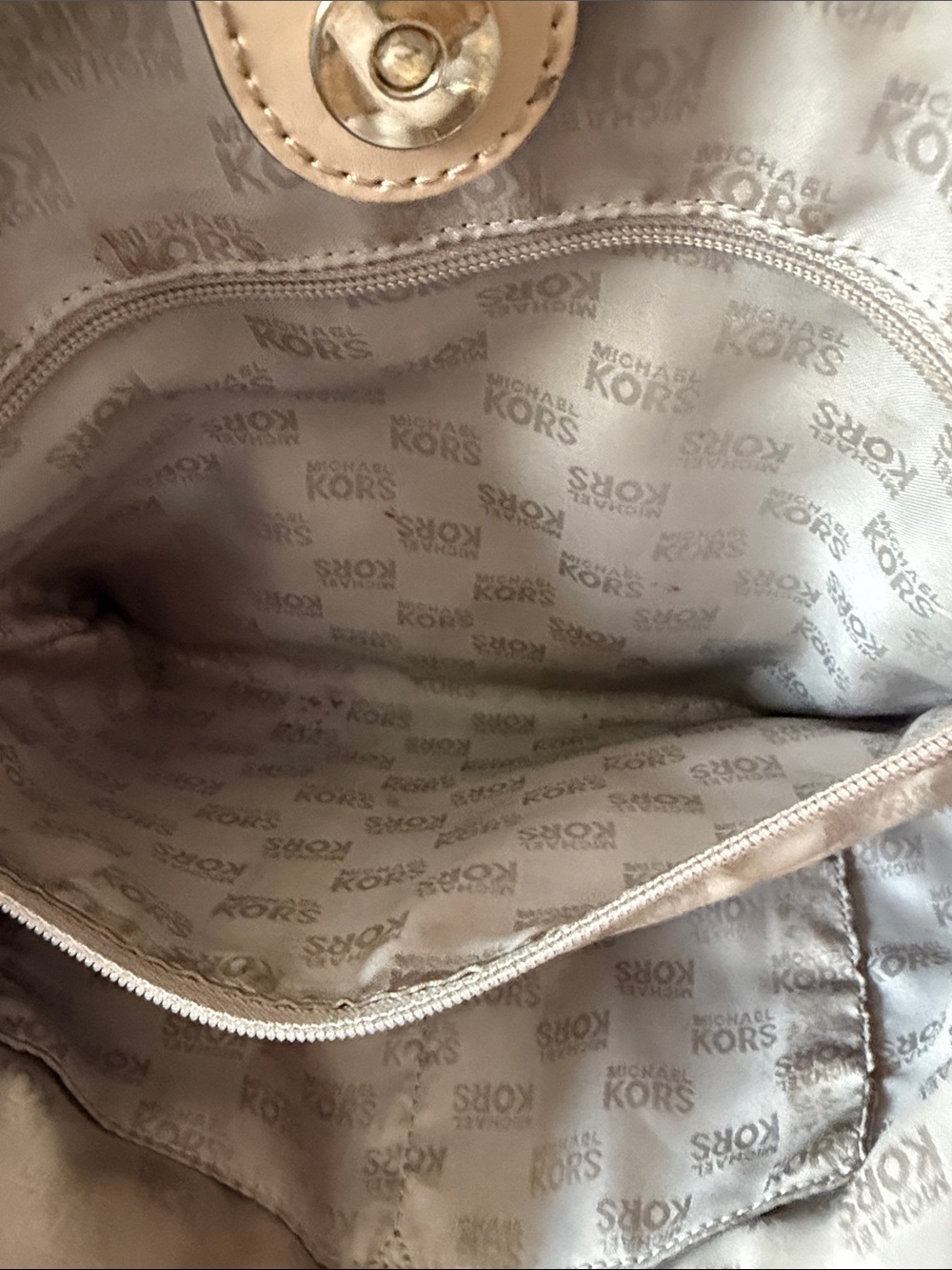 Michael Kors Distressed Brown Leather Tote with Tan Shoulder Straps - Picture 10 of 13